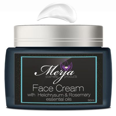 Merja Herbs Anti Acne Face Moisturizer Cream with Helichrysum and Rosemary, Aloe & Collagen - Day and night - Light & Anti Acne & Oil control Moisturizing Cream - 50ml 1.7oz (Pack of 2)