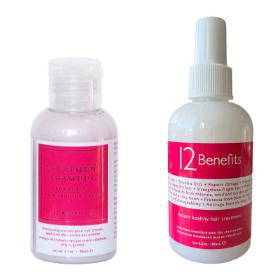 12 Benefits Hydrating Shampoo & Leave-In Hair Treatment Set  Sulfate-Free, Frizz Control, Heat Protection, Color-Safe  With Argan Oil, Silk Protein & Japanese Fatty Acids  For All Hair Types