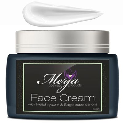 Merja Face cream with Helichrysum & Sage Essential Oils- Day and Night- Face cream with Collagen, Helichrysum oil and sage-Skin Care- Face Moisturizer -Premium Quality 50ml 1.7 oz (Pack of 2)
