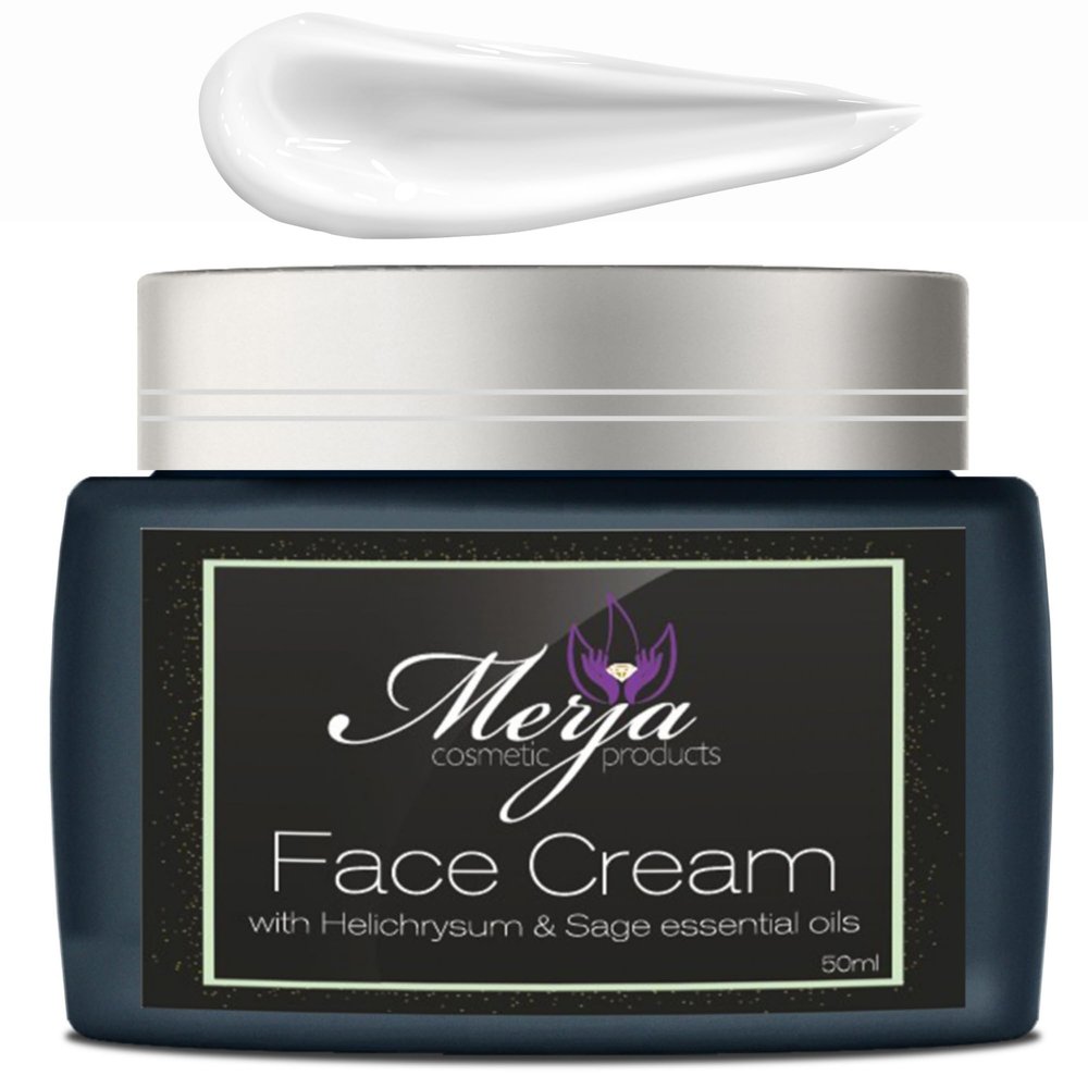 Merja Face cream with Helichrysum & Sage Essential Oils- Day and Night- Face cream with Collagen, Helichrysum oil and sage-Skin Care- Face Moisturizer -Premium Quality 50ml 1.7 oz (Pack of 2)