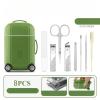8-Piece Mini Travel Manicure Kit for Women - Portable Nail Clippers Set with Case - Includes Nail Clippers,Care Tools & Ear Pick (Green) view 2