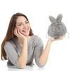 MUCKLILY Cute Rabbit Ear Drawstring Bag Soft Plush Makeup Pouch Toiletry Organizer view 3