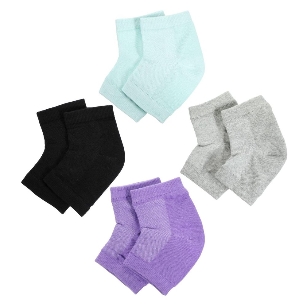 BESTYASH 4 Pairs Gel Heel Socks for Dry Cracked Heels Moisturizing Ankle Protectors Breathable Mesh Design for Daily Use and Foot Care