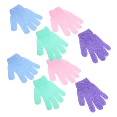 CALLARON Exfoliating Bath Gloves 4 Pairs of Nylon Shower Gloves for Body Scrub Suitable for Skin Types for Daily Use Random Color