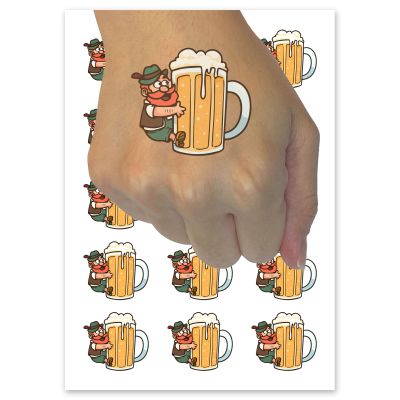 Beer Loving Little Man Octoberfest Mug Temporary Tattoo Water Resistant Fake Body Art Set Collection - 15 2" Tattoos (1 Sheet)