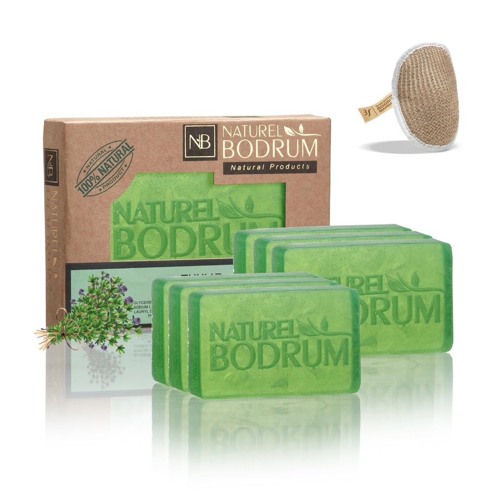 Thyme Organic Soap Bar for Women and Men, Pack of 6 Glycerin Soap Bars - Clarifying Facial & Body Bar Soap for Balanced Oily Skin - Natural & Vegan Spa Gift, for All Skin Types