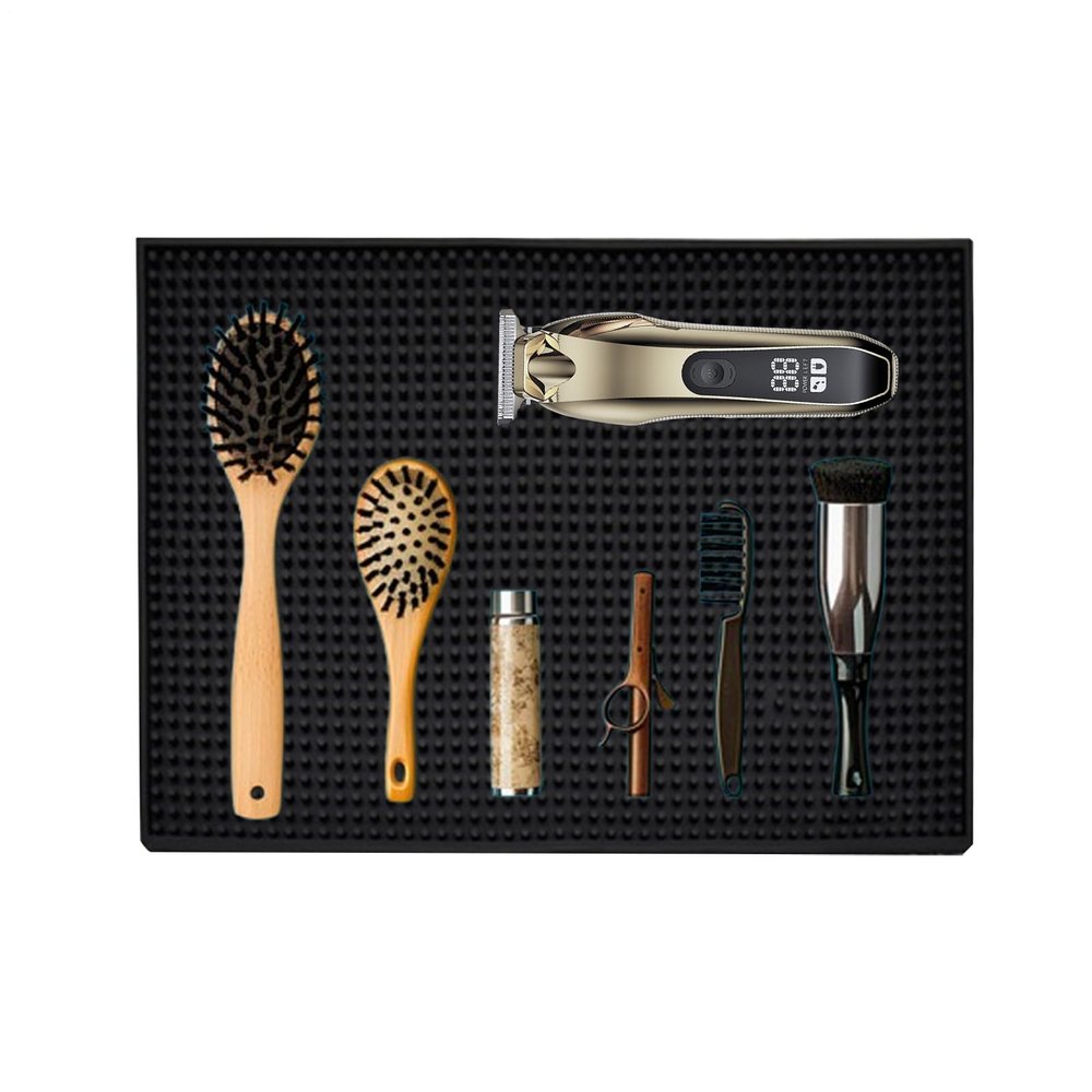 Barber Clipper Mat,Barber Station Organizer Mat - Non-Slip Flexible Pads Counter Protector for Styling Tool Hairdressing Scissors Salon Clippers