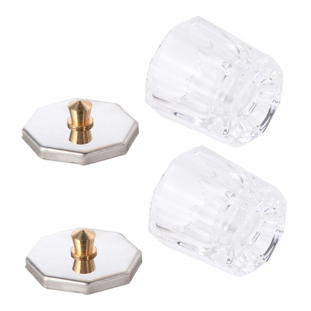 2Pcs Mini Crystal Nail Art Cups with Lids, Glass Dappen Dish