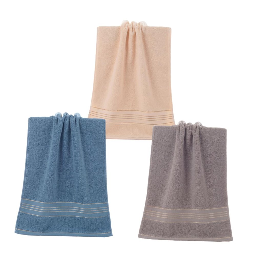 SOLUSTRE 3pcs Bath Towels Absorbent Face Washcloths Soft Cotton Bathroom Towels Random Color