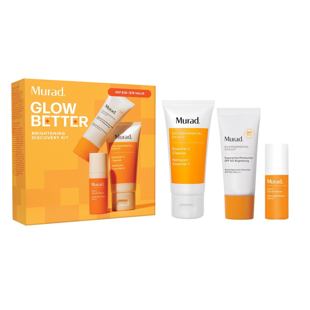 Murad Brighten Trial Kit Vitamin C Skincare Set for Brighten & Even Tone - Travel-Friendly Kit for Radiant, Even-Toned Skin (3-Piece Glow Better Kit)