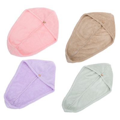 Beaupretty 4pcs Microfiber Hair Drying Hats Fast Drying Water Absorbent Caps for Hair Types Lightweight and Portable Towels for Home Gym Travel and Daily Use