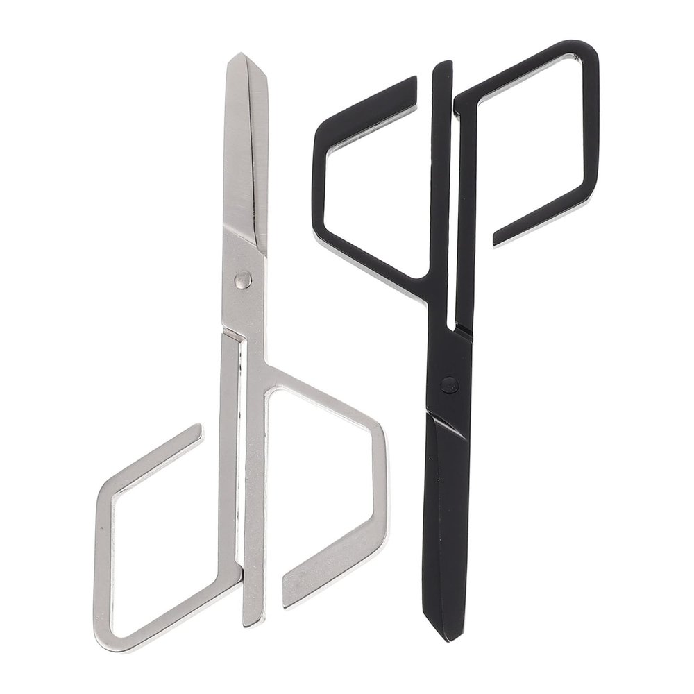 ELAYARD 2Pcs Stainless Steel Nose Hair Scissors Set Portable Manual Trimming Tools for Men and Women Precise Nose Hair Grooming Scissors for Facial Removal