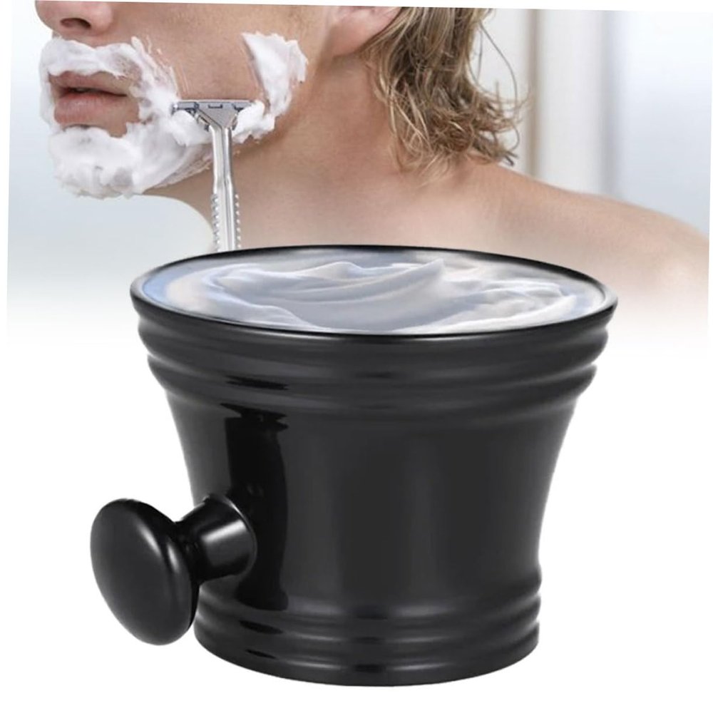 BESTYASH Shaving Bowl for Men 1-Piece Black Shaving Soap Cup with Handle Sturdy and Easy to Use for Face Care