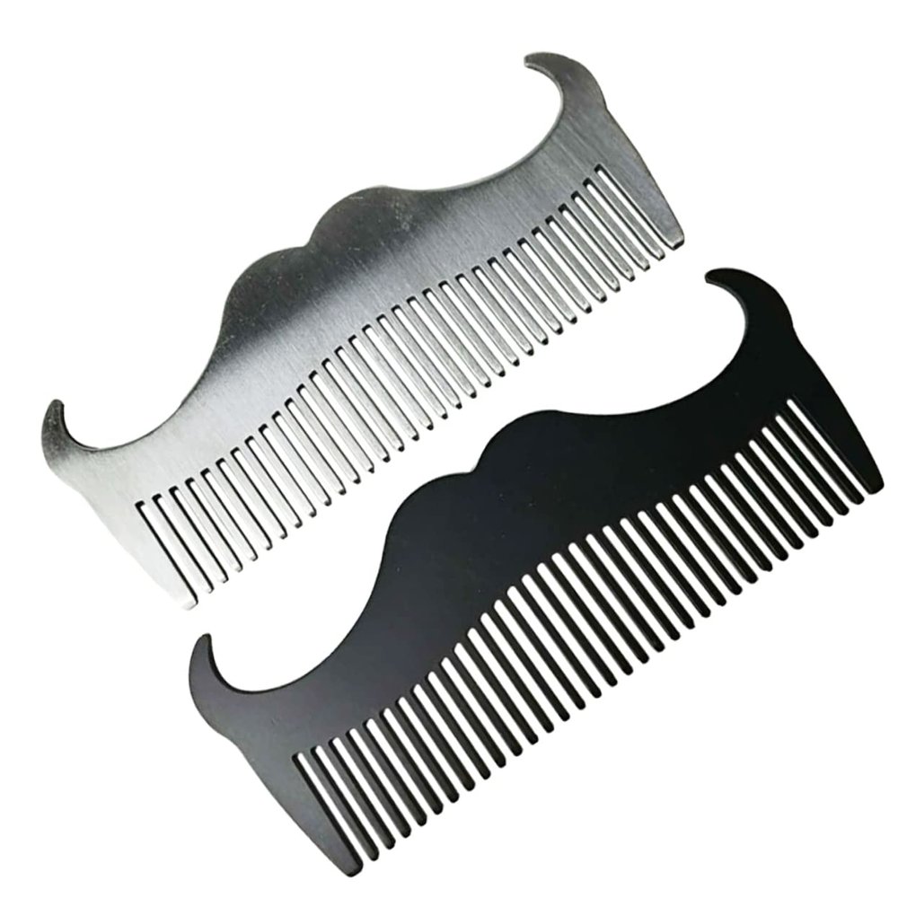 HONMEET Men's Stainless Steel Beard Comb Set 2pcs Goatee Hairdressing Styling Tools for Barbers Sturdy Easy to Use Accessories for Grooming