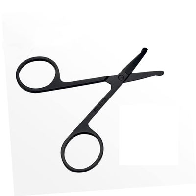 PartyKindom 1Pc Vibrissa Scissors Safety Stainless Steel Nose Hair Trimmer Eyebrow Scissors for Men Women Black Rounded Tips for Safe Painless Grooming of Nose Eyebrows