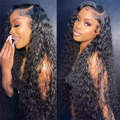 13X4 HD Lace Front Wig Brazilian Human Hair 32" Glueless Pre-Plucked Deep Wave Lace Frontal Wig For Women