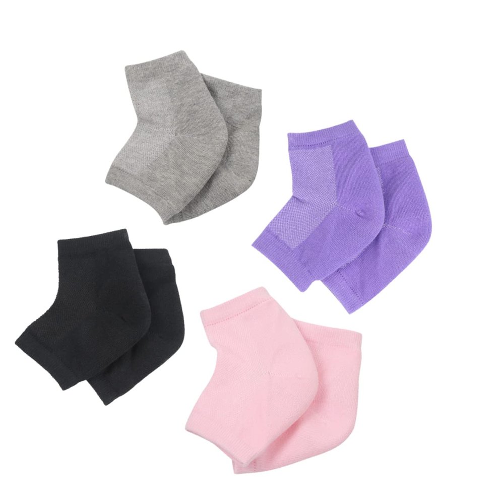 DEARMAMY 4pairs Unisex Breathable Ankle Socks Moisturizing Gel Socks for Heel Protection Grey