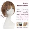 EMMOR Human Hair Toppers for Women Short Bob Real Hair with Bangs 10" Side Part Hairpieces for Women with Thin Hair 6.5"  6.5" Larger Base Human Wig Toppers(Mixed Brown) view 2