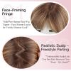 EMMOR Human Hair Toppers for Women Short Bob Real Hair with Bangs 10" Side Part Hairpieces for Women with Thin Hair 6.5"  6.5" Larger Base Human Wig Toppers(Mixed Brown) view 3