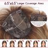 EMMOR Human Hair Toppers for Women Short Bob Real Hair with Bangs 10" Side Part Hairpieces for Women with Thin Hair 6.5"  6.5" Larger Base Human Wig Toppers(Mixed Brown) view 4