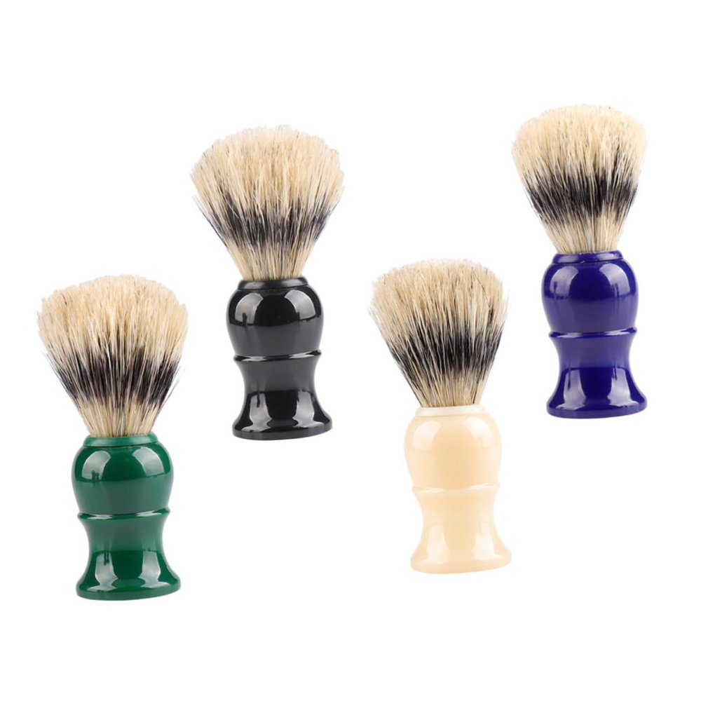 FRCOLOR Plastic Handle Shaving Brush for Men 4-Piece Bristle Set Beard Care Tool for Foam Application Personal Grooming Accessories