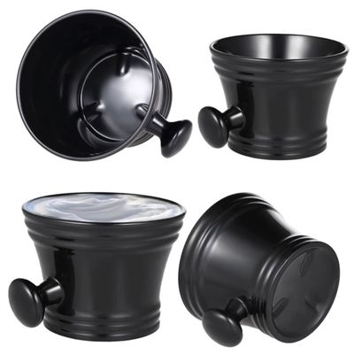 Beavorty Plastic Shaving Soap Bowl with Knob Handle for Traditional Shaving for Men Black