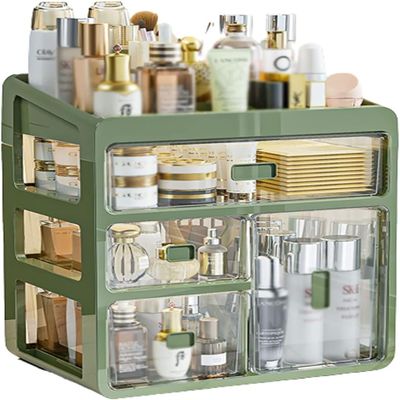 Acrylic Makeup Storage Box - 4 Layer Cosmetic Organizer with See-Through Drawers for Bathroom & Bedroom Beauty Products