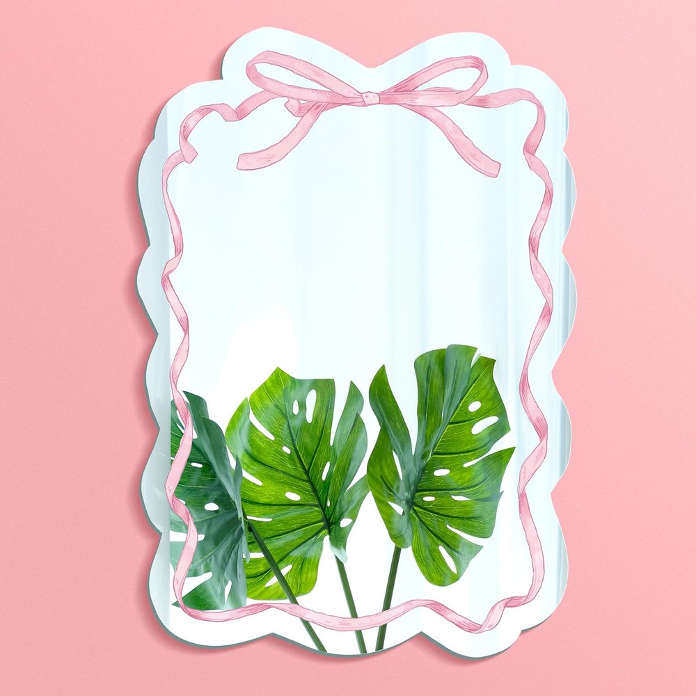 Pink Bow Magnetic Locker Mirror 5 x 7'' Small Acrylic Mirror (Stylish)