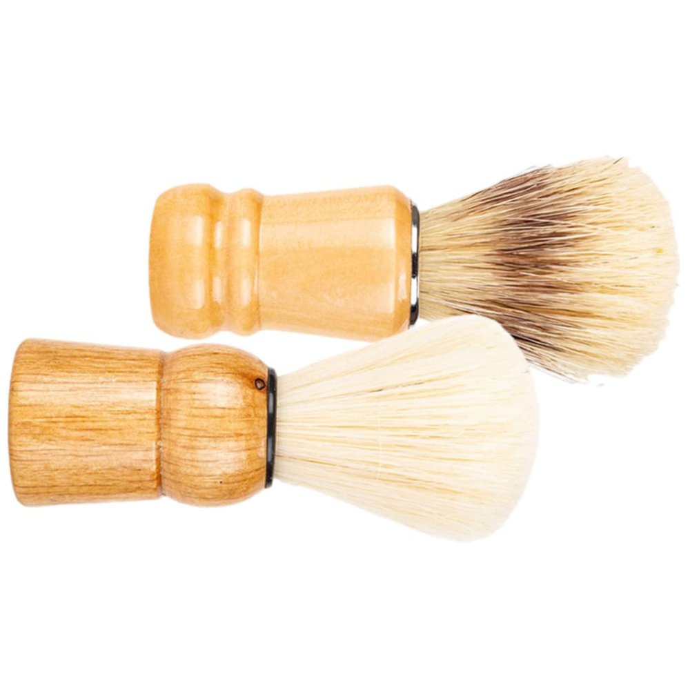 DEARMAMY 2pcs Premium Wood Handle Shaving Brush for Men Durable Brush for Salon Use for Shaving Application and Beard Styling Father Day present