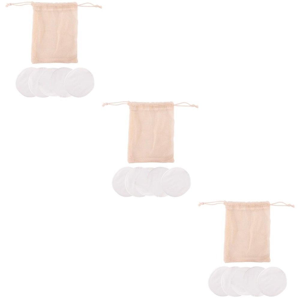 Beavorty 3sets Reusable Fiber Makeup Remover Pads Set with Storage Bag Washable Facial Puff for Gentle Cleansing Makeup Removal and Skin Care Lightweight and Portable 6pcs*3