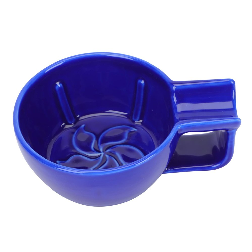LALADEFIEE 1Pc Durable Ceramic Shaving Soap Bowl for Men Comfortable Grip Shaving Foaming for Home and Barber Shop Use