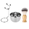 Beard Shaving Kit | Stainless Steel Bowl & Stand with Nylon Brush | Stable Base for Secure Shaving | Men ' s Grooming Set for Mustache/Beard Care view 1