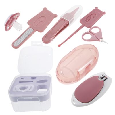 BESTonZON Boy Girl Nail Care Kit Nail Clipper Set for Newborn Boy Girl Shower Includes Clipper File Tweezer Storage Box Pink