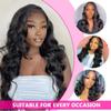 13X4 360 HD Lace Front Wig Brazilian Human Hair 6X4 5X5 Glueless Closure Wig Body Wave Transparent Lace Wigs 180% Density Pre-Plucked Natural Color view 3