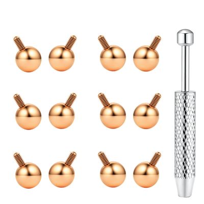 BodyBonita 12Pcs G23 Titanium Replacement Balls for Piercings - Piercing Ball Grabber Tool for Changing Jewelry Pick Up Grabber Tool Screw On Septum Balls Removal Rose Gold Plated