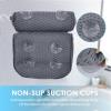AEROiVi Luxury Bath Pillows for TubBath Pillow Bathtub Pillows for Head and Neck Support Bath Cushion Made from Soft Spacer Mesh Material with Suction Cups,Gray view 3