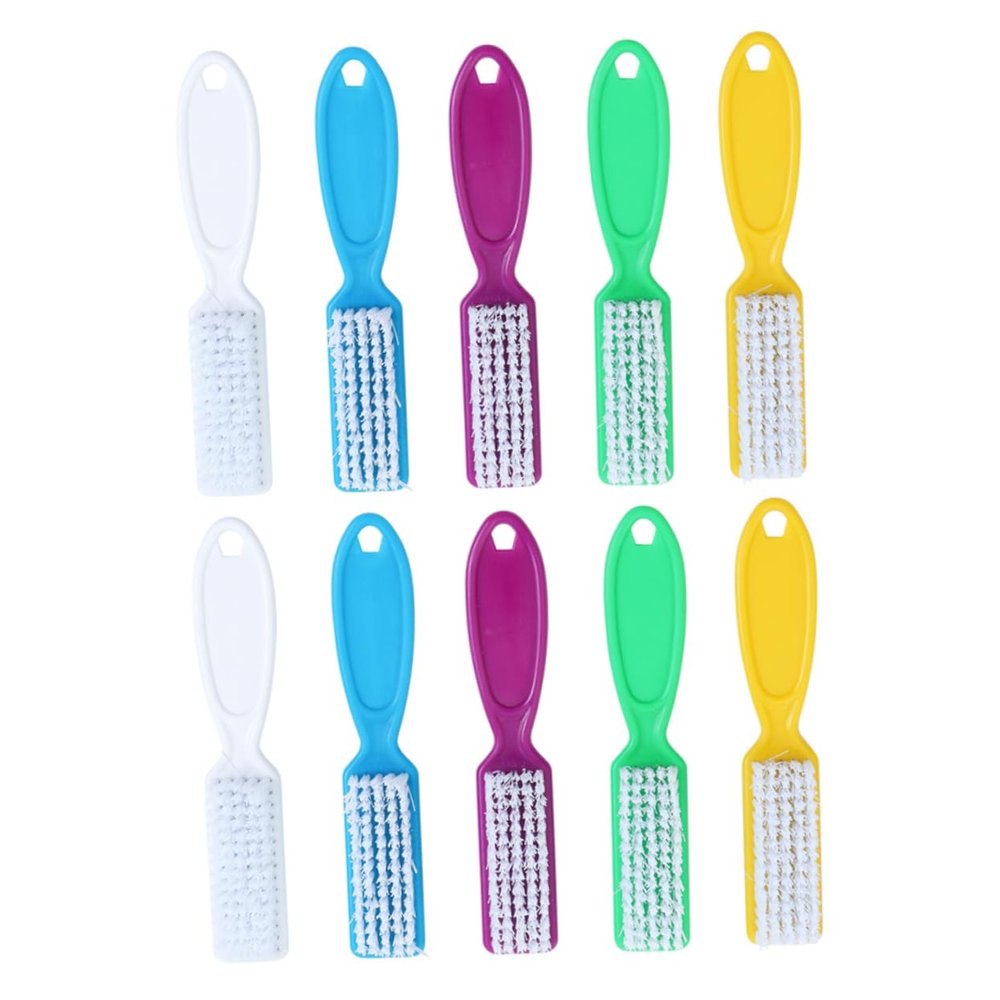 DEARMAMY 10pcs Nail Cleaning Brushes Long Handle for Fingernail and Toenail Care Versatile Manicure Tools Random Colors for Cleaning Hands Feet and Household Use Random Color