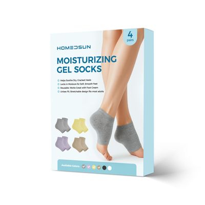 HOMEDSUN 4 Pairs Moisturizing Gel Toeless Socks for Dry Feet Cracked Heel Stick Repair Treatment Women Hydrating Foot Spa Moisture Softens Reusable Pedicure Sock