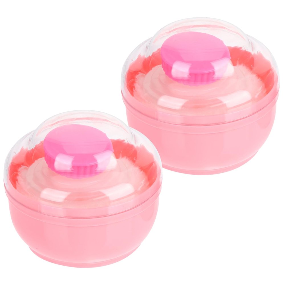 Healvian 2Pcs Body Powder Puff Container Dusting Powder Box for Travel Use Compact and Refillable Design for Loose Powder Talc Powder Storage