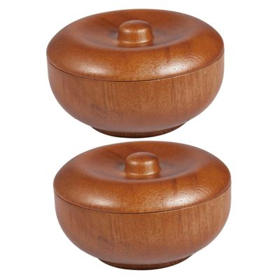 Beavorty 2 pcs Wooden Shaving Bowl with Lid for Men Practical Shaving Soap Container present for Male Friends for Home and Barber Shop Use