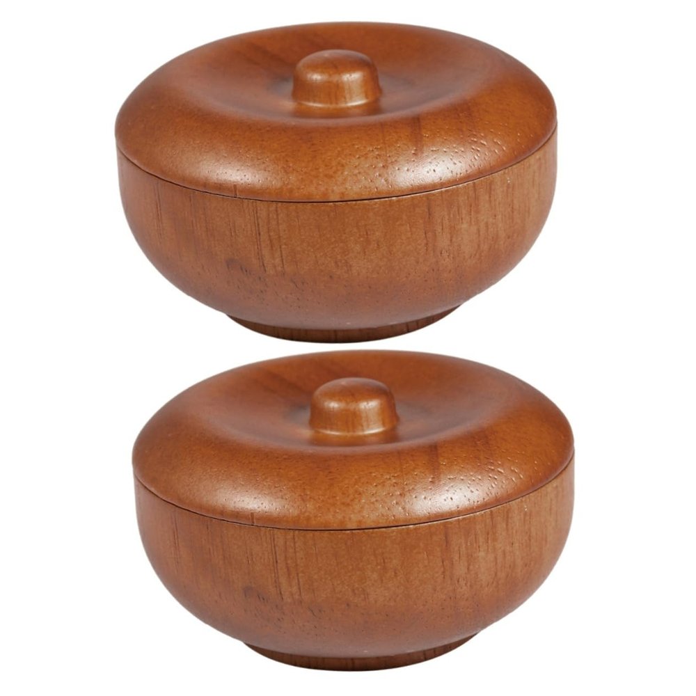 Beavorty 2 pcs Wooden Shaving Bowl with Lid for Men Practical Shaving Soap Container present for Male Friends for Home and Barber Shop Use