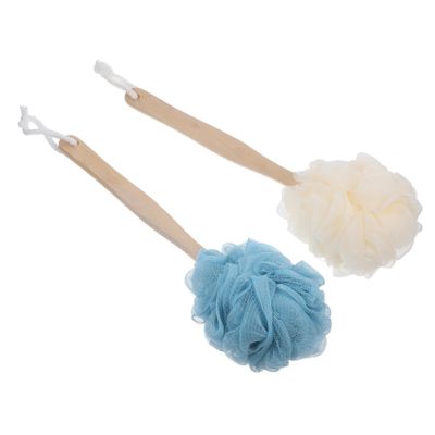 BESTYASH Long Handle Back Scrubber Bath Brush Set 2-Piece Exfoliating Bathing Tool for Adults Soft Mesh Body Cleaner for Shower and Bath