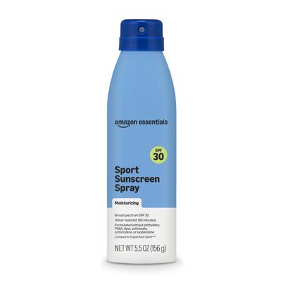 Amazon Essentials Sport Sunscreen Spray, SPF 30, Broad Spectrum, Water Resistant, 5.5 Oz, 1-Pack
