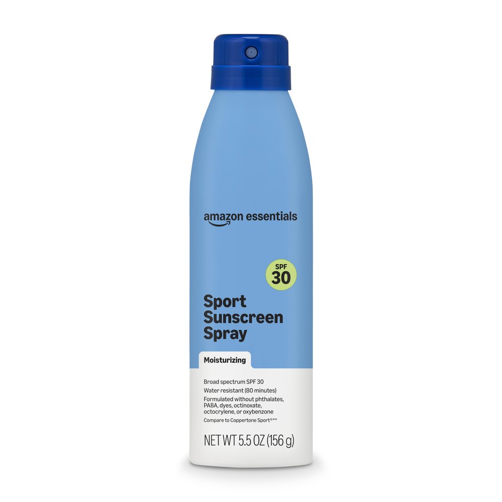 Amazon Essentials Sport Sunscreen Spray, SPF 30, Broad Spectrum, Water Resistant, 5.5 Oz, 1-Pack