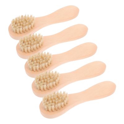DEARMAMY 5pcs Face Cleansing Brush Gentle Facial Scrub Brush for Women Men Handhold Skin Care Tool Exfoliating Wooden