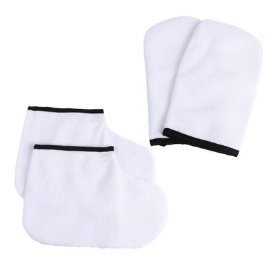 PartyKindom 4pcs Paraffin Wax Mitts and Booties Set Moisturizing Heat Therapy Cover for Hands and Feet for Home Use
