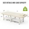 pouseayar 30.5'' Wide  75'' Long Stationary Massage Table Folding Bed with Backrest for Treatment Table Physical Therapy Table Spa Facial Bed, Metal Frame PU Leather - Beige Gray view 2
