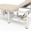 pouseayar 30.5'' Wide  75'' Long Stationary Massage Table Folding Bed with Backrest for Treatment Table Physical Therapy Table Spa Facial Bed, Metal Frame PU Leather - Beige Gray view 3