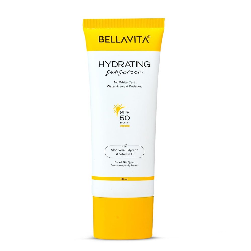 B.e.l.l.a Vita Water based Hydrating Unisex Sunscreen | SPF 50, Lightweight PA+++ | For All Skin Types, No White Cast, Non - Greasy Finish, UV Protection | For Men & Women 50ml.