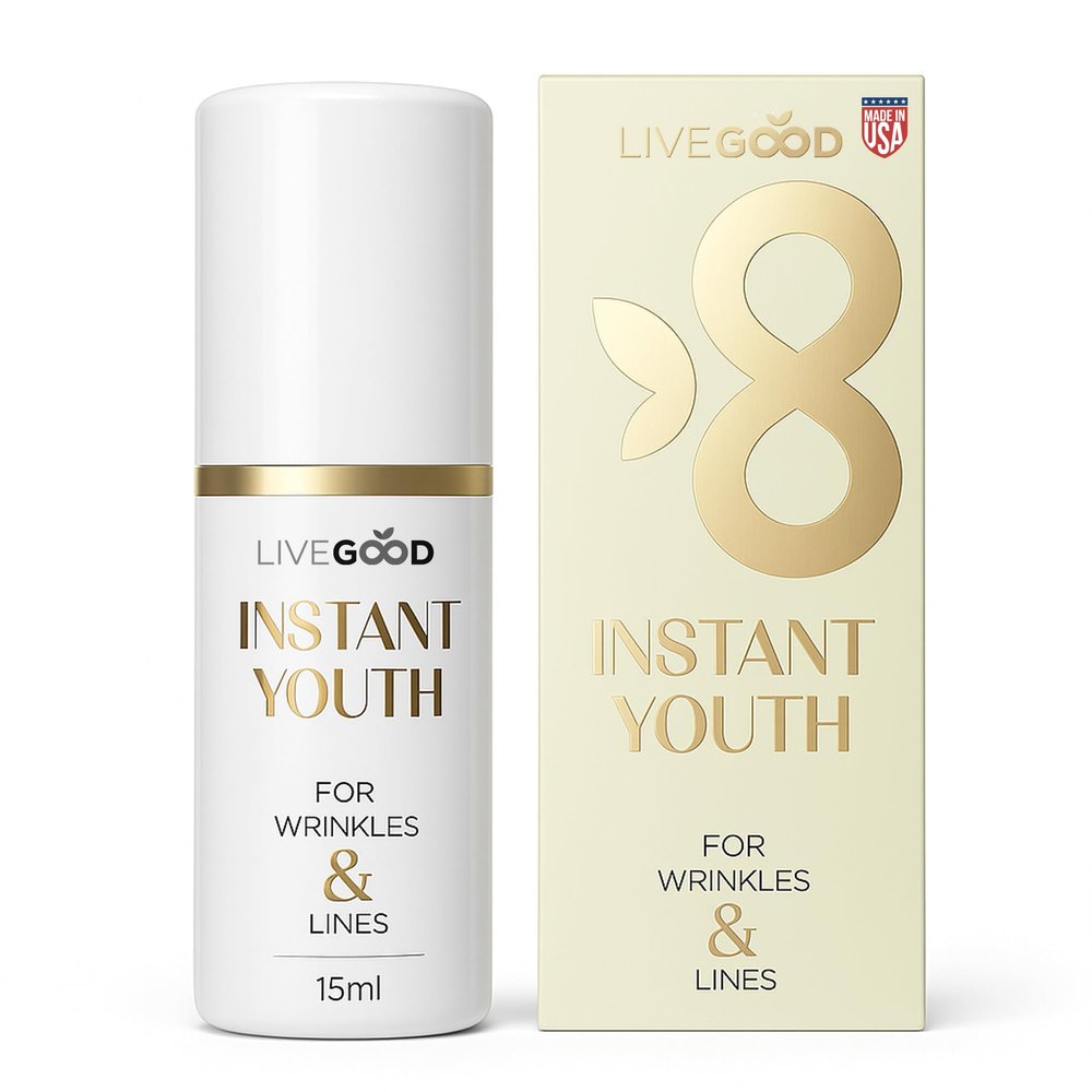 LIVEGOOD Instant Youth Wrinkle Reducer, Face and Eye Smoothing Cream for Fine Lines and Puffiness, Fast-Absorbing Silicate Formula for Temporary Firming and Visible Results in Minutes (30 mL)